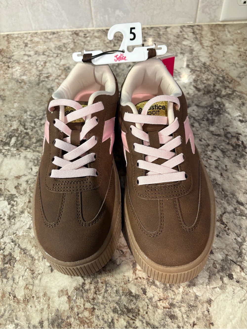 Justice Brown and Pink Platform Sneakers